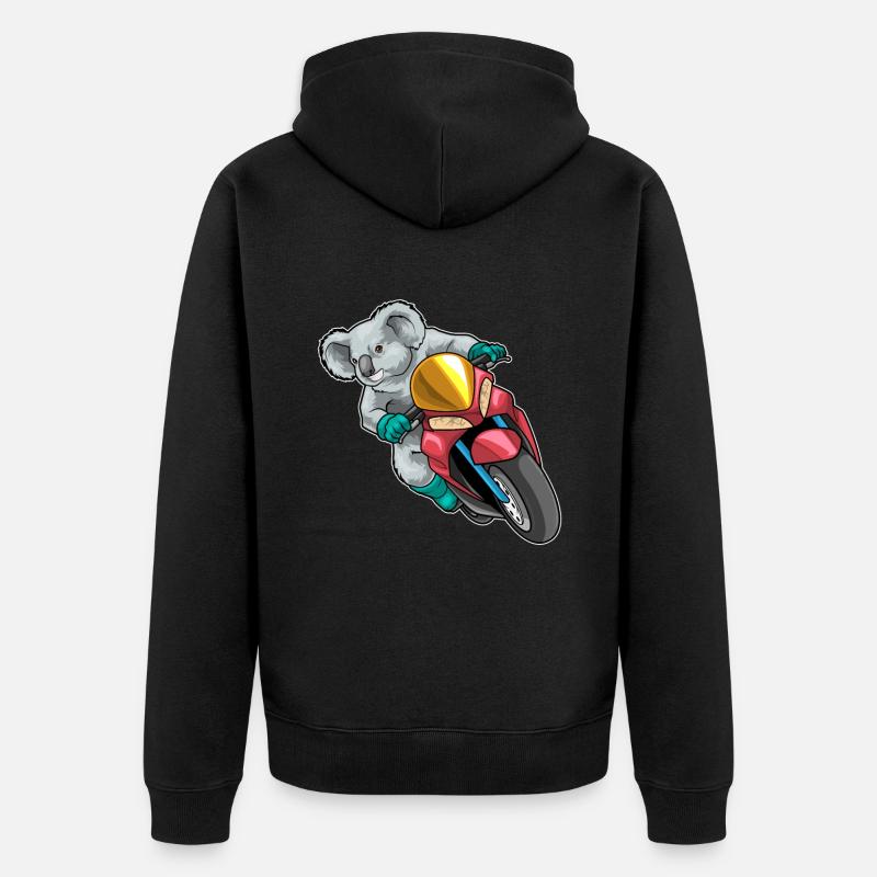 Koala Motorroller - Unisex Premium Bio Zip Hoodie - Schwarz