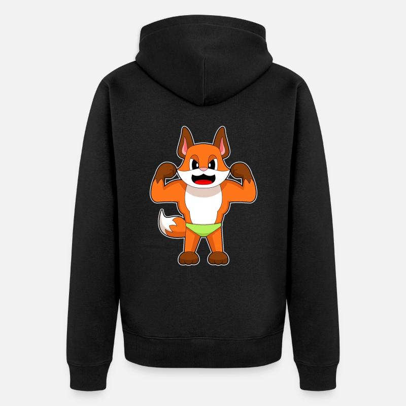 Fox Bodybuilder Musculation - Veste à capuche bio Premium Unisexe - noir