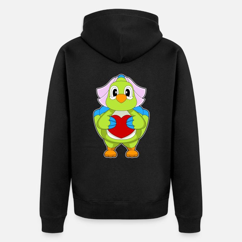 Perroquet Mariée Coeur Mariage - Veste à capuche bio Premium Unisexe - noir