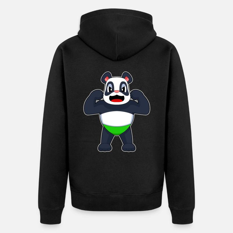 Panda Bodybuilder Musculation - Veste à capuche bio Premium Unisexe - noir