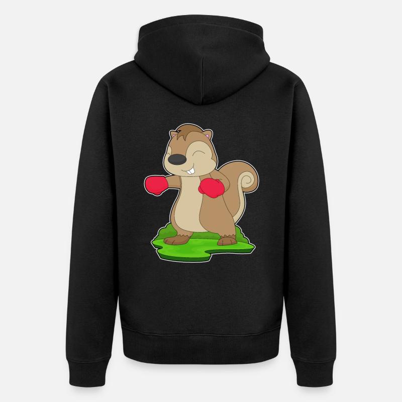 Eichhörnchen Boxer Boxhandschuhe Boxen - Unisex Premium Bio Zip Hoodie - Schwarz