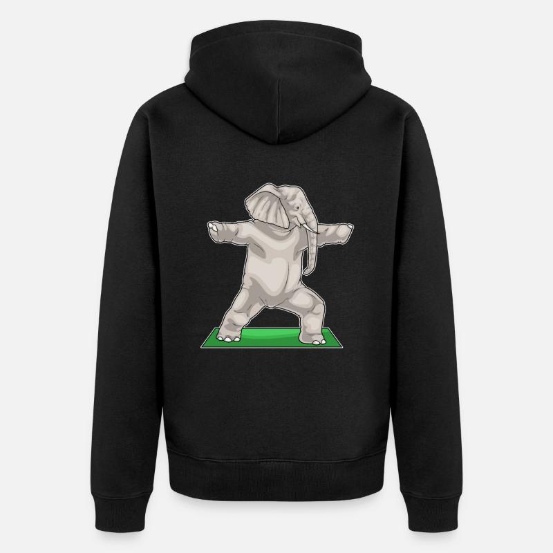 Tapis de yoga éléphant - Veste à capuche bio Premium Unisexe - noir