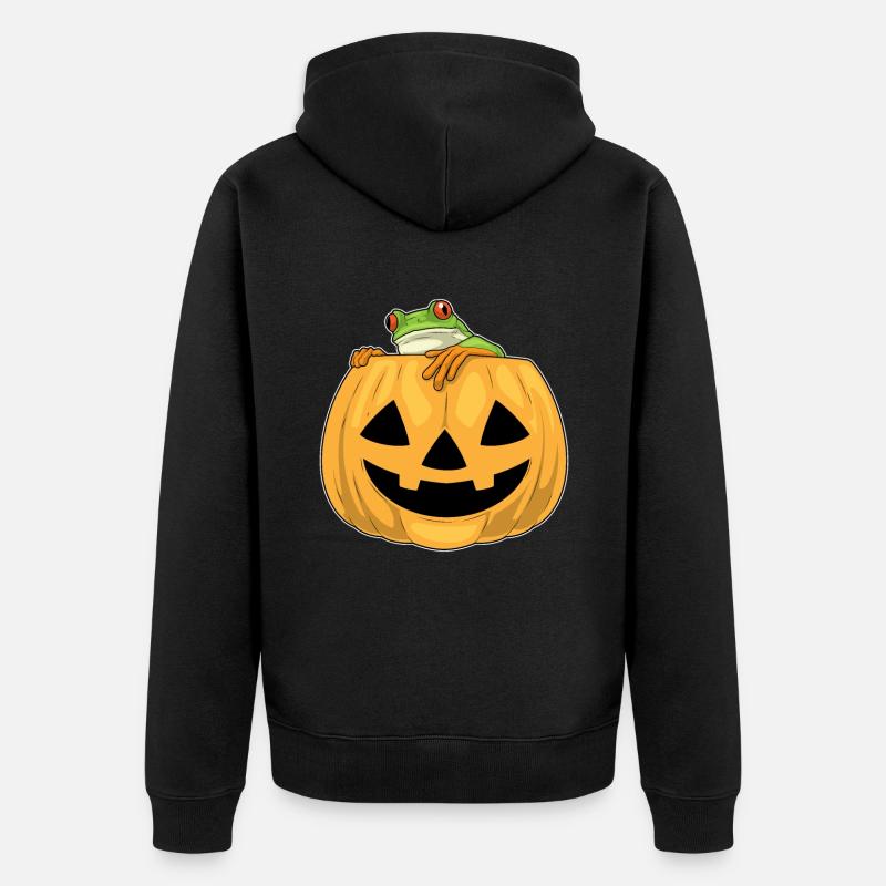Grenouille Halloween Citrouille - Veste à capuche bio Premium Unisexe - noir