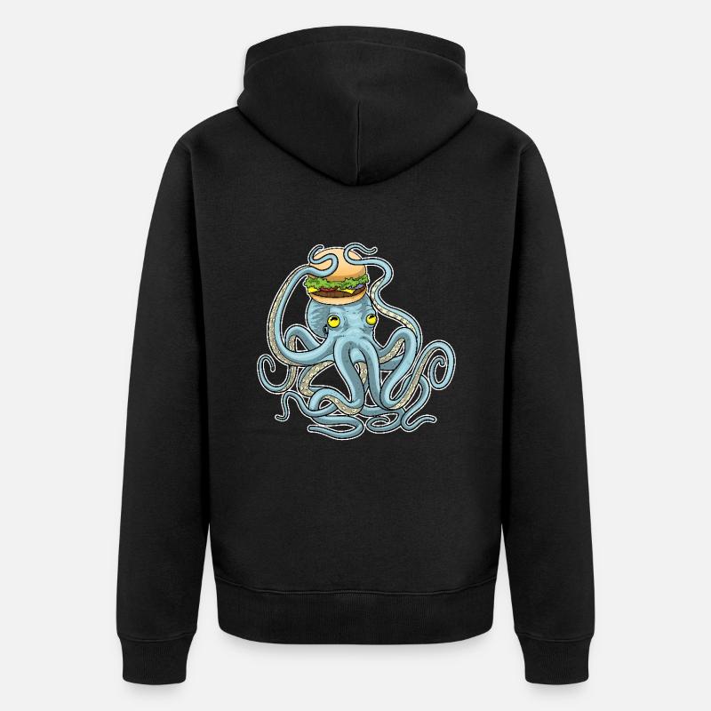 Krake Cheeseburger - Unisex Premium Bio Zip Hoodie - Schwarz