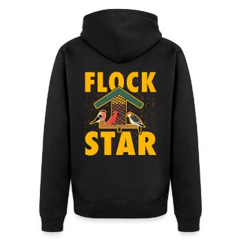 Flock Stern - Unisex Premium Bio Zip Hoodie - Schwarz - Hinten - Nico (187cm)
