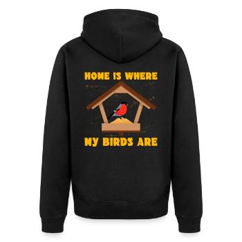 Zuhause ist, wo meine Vögel sind - Unisex Premium Bio Zip Hoodie - Schwarz - Hinten - Nico (187cm)