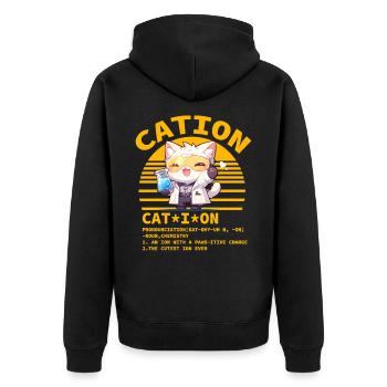 Kation - Unisex Premium Bio Zip Hoodie - Schwarz - Hinten - Nico (187cm)