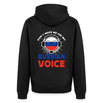 Ne me forcez pas à utiliser ma voix russe - Veste à capuche bio Premium Unisexe - noir - Dos - Nico (187cm)