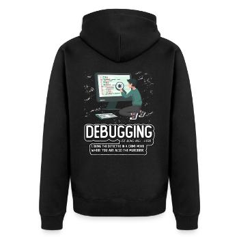 Debugging - Unisex Premium Organic Zip Hoodie - black - Back - Nico (187cm)