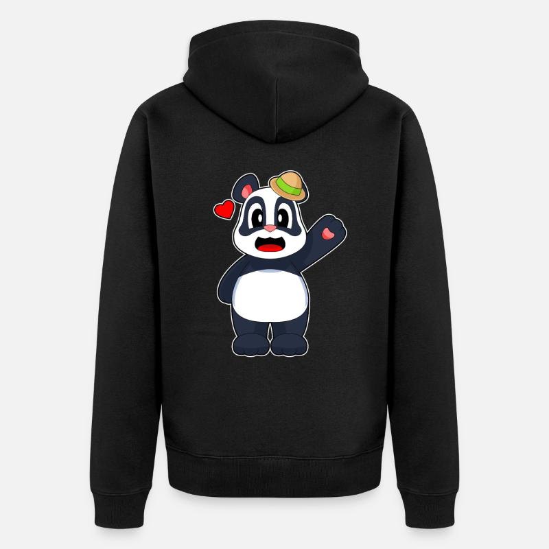 Panda Hut - Unisex Premium Bio Zip Hoodie - Schwarz