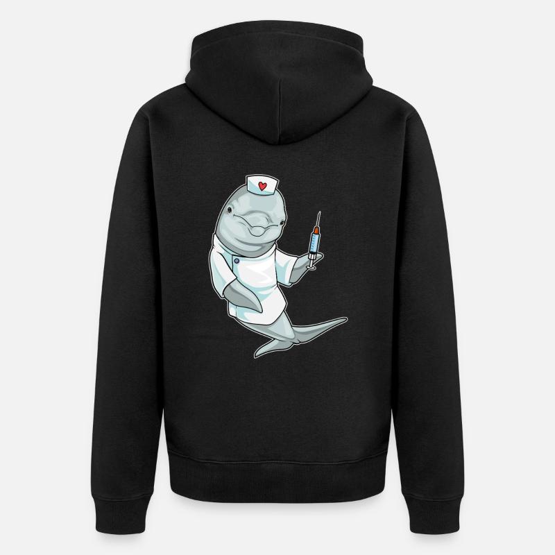 Seringue d’infirmière dauphin - Veste à capuche bio Premium Unisexe - noir