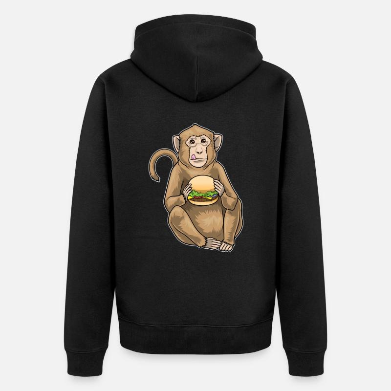 Cheeseburger de singe - Veste à capuche bio Premium Unisexe - noir