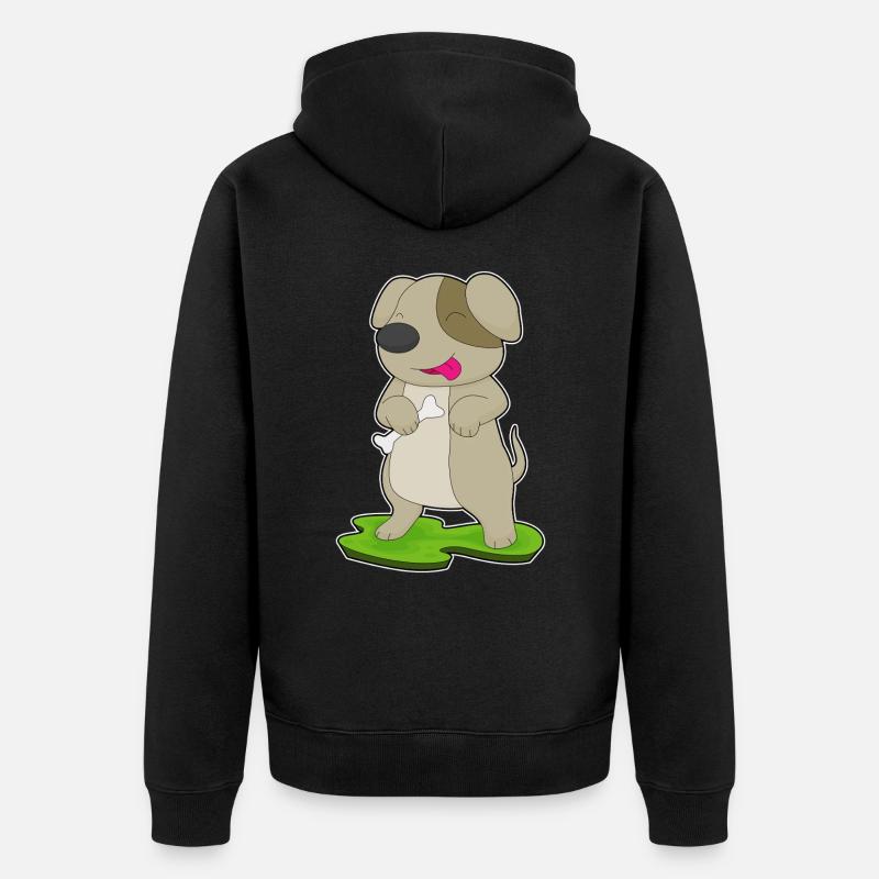 Hund Knochen - Unisex Premium Bio Zip Hoodie - Schwarz