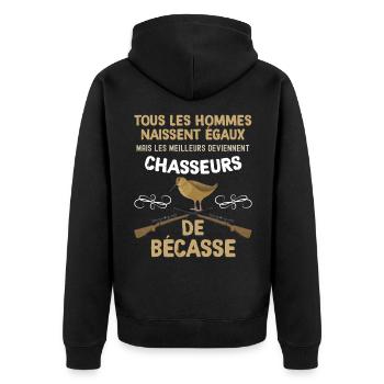 Chasseurs de bécasse cadeau homme bécassier - Veste à capuche bio Premium Unisexe - noir - Dos - Nico (187cm)