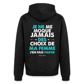 Mari, époux cadeau citation drole pour mon mari - Veste à capuche bio Premium Unisexe - noir - Dos - Nico (187cm)