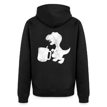 Tee Rex Teetrinker Dinosaurier - Unisex Premium Bio Zip Hoodie - Schwarz - Hinten - Nico (187cm)