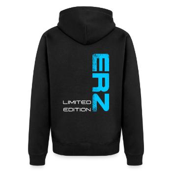 Erzgebirge ist meine Heimat - Unisex Premium Bio Zip Hoodie - Schwarz - Hinten - Nico (187cm)