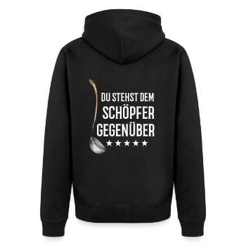Lustiger Koch Spruch Köche Gastronomie - Unisex Premium Bio Zip Hoodie - Schwarz - Hinten - Nico (187cm)