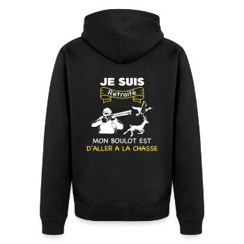Homme Je Suis Retraité Chasseur Tee Shirt Cadeau - Veste à capuche bio Premium Unisexe - noir - Dos - Nico (187cm)