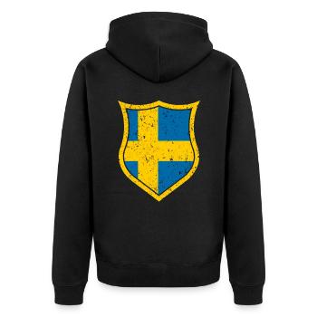Schweden - Unisex Premium Bio Zip Hoodie - Schwarz - Hinten - Nico (187cm)