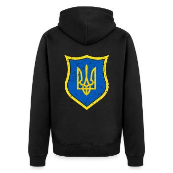 Ukraine - Unisex Premium Bio Zip Hoodie - Schwarz - Hinten - Nico (187cm)