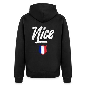Nice - Unisex Premium Organic Zip Hoodie - black - Back - Nico (187cm)