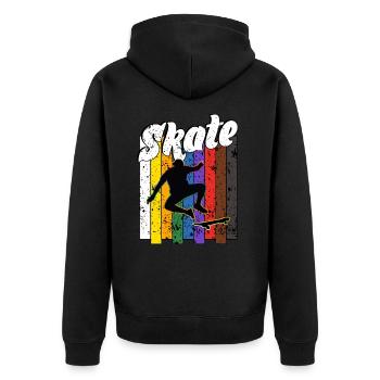 Skateboard Freestyle - Unisex Premium Bio Zip Hoodie - Schwarz - Hinten - Nico (187cm)