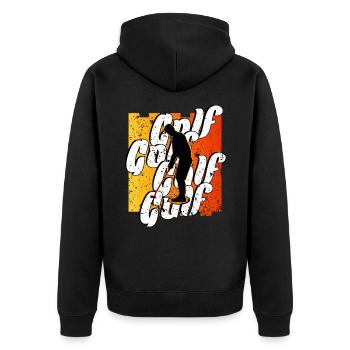 Golf - Unisex Premium Organic Zip Hoodie - black - Back - Nico (187cm)