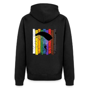 Fallschirm - Unisex Premium Bio Zip Hoodie - Schwarz - Hinten - Nico (187cm)