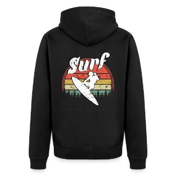 Surfing - Unisex Premium Organic Zip Hoodie - black - Back - Nico (187cm)
