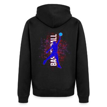 Basketballspieler - Basketball - BBall - Basketball - Unisex Premium Bio Zip Hoodie - Schwarz - Hinten - Nico (187cm)