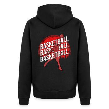 Basketballspieler - Basketball - BBall - Basketball - Unisex Premium Bio Zip Hoodie - Schwarz - Hinten - Nico (187cm)