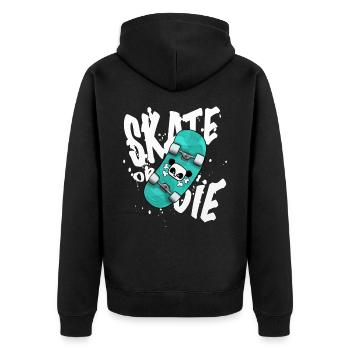 Skater Shirt SKATE OR DIE Skateboard Board - Unisex Premium Organic Zip Hoodie - black - Back - Nico (187cm)