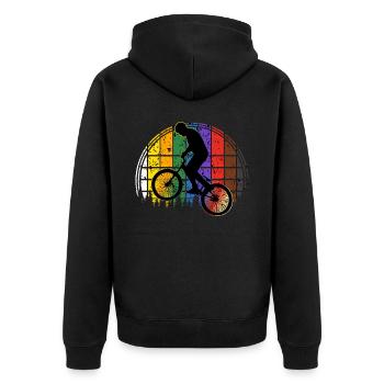 BMX / Bmx Fahrrad / Fahrrad / Geschenk / Radfahrer - Unisex Premium Bio Zip Hoodie - Schwarz - Hinten - Nico (187cm)