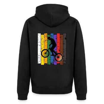 BMX / Bmx Fahrrad / Fahrrad / Geschenk / Radfahrer - Unisex Premium Bio Zip Hoodie - Schwarz - Hinten - Nico (187cm)
