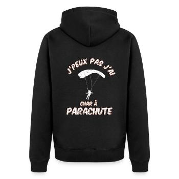 j'peux pas j'ai char à Parachute - Veste à capuche bio Premium Unisexe - noir - Dos - Nico (187cm)