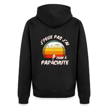 j'peux pas j'ai char à Parachute - Veste à capuche bio Premium Unisexe - noir - Dos - Nico (187cm)