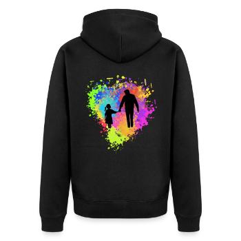 Vater und Tochter - Unisex Premium Bio Zip Hoodie - Schwarz - Hinten - Nico (187cm)