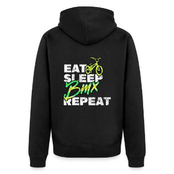 BMX / Bmx Fahrrad / Fahrrad / Geschenk / Radfahrer - Unisex Premium Bio Zip Hoodie - Schwarz - Hinten - Nico (187cm)