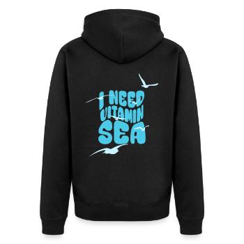 J’ai besoin de vitamine Mer - Vacances Été Mouettes Mer - Veste à capuche bio Premium Unisexe - noir - Dos - Nico (187cm)