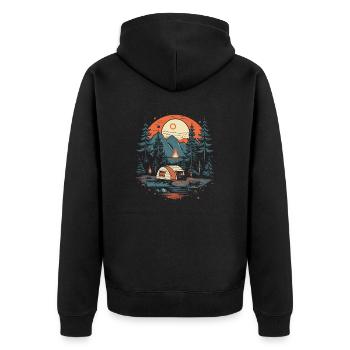 Tentes extérieures entourées d’arbres - Veste à capuche bio Premium Unisexe - noir - Dos - Nico (187cm)