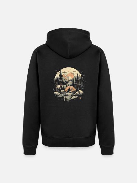 Outdoor Camping Wald - Unisex Premium Bio Zip Hoodie - Schwarz