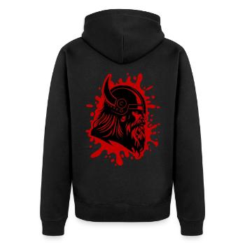 Viking Head Viking Warrior - Unisex Premium Organic Zip Hoodie - black - Back - Nico (187cm)