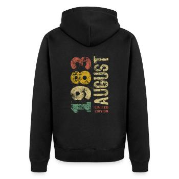 Limited Edition August 1993 Geburtstag - Geschenk - Unisex Premium Bio Zip Hoodie - Schwarz - Hinten - Nico (187cm)