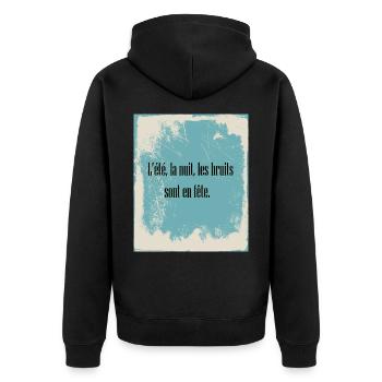 Summer, at night, noise are festive - Unisex Premium Organic Zip Hoodie - black - Back - Nico (187cm)