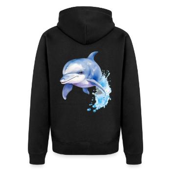 Blue Dolphin - Unisex Premium Organic Zip Hoodie - black - Back - Nico (187cm)