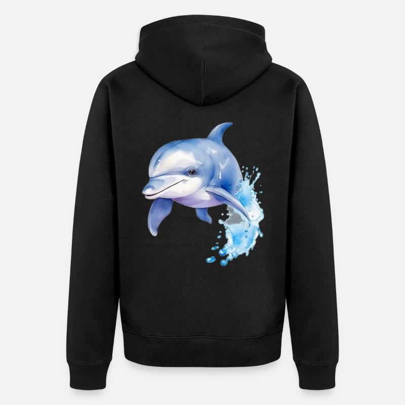 Dauphin bleu - Veste à capuche bio Premium Unisexe - noir