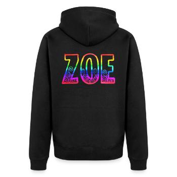 zoe rs rainbow - Unisex Premium Organic Zip Hoodie - black - Back - Nico (187cm)