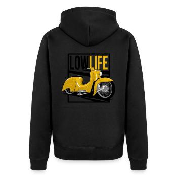 Hirondelle jaune - Veste à capuche bio Premium Unisexe - noir - Dos - Nico (187cm)