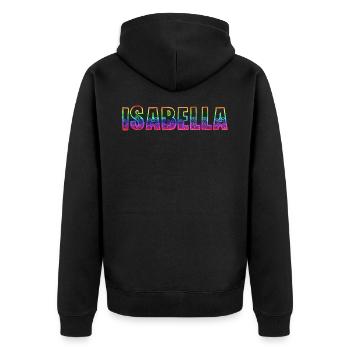 isabella rs rainbow - Unisex Premium Bio Zip Hoodie - Schwarz - Hinten - Nico (187cm)